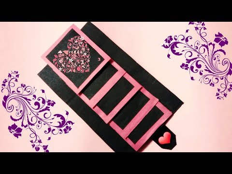 | DIY How to make beautiful waterfall card from waste papers| Love Card for Valentine's Day