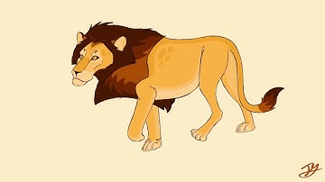 "On A Walk" Lion Walk Cycle Animation