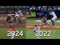 Aaron judge is using a much different leg kick in 2024