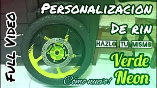 Personalizacion del Rin de una Moto  Verde neón y negro