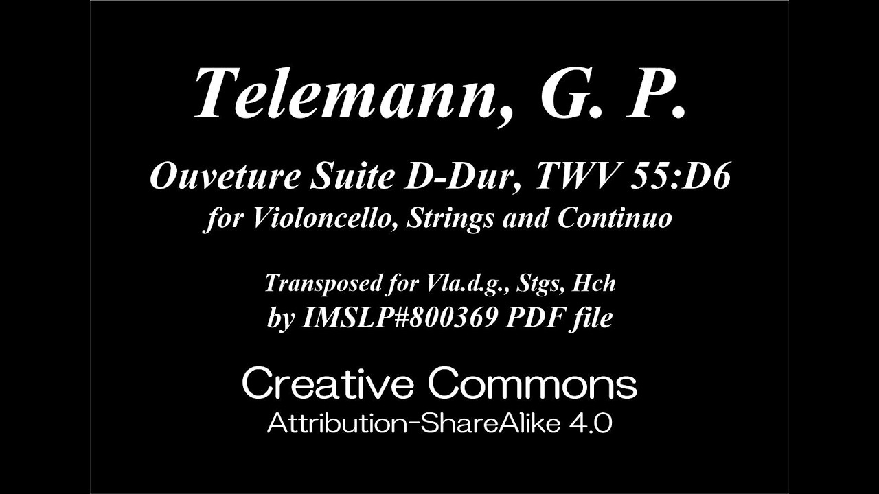 Telemann, G. P. _ Ouverture Suite D-Dur, TWV 55:D6 [Vla.d.g., Stgs, Hch]