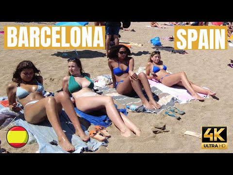 ?? BARCELONA (SPAIN)  ?️ Barceloneta Best Beach Walk Tour 4K