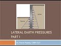 CEEN 341 - Lecture 23 - Lateral Earth Pressures, Part I