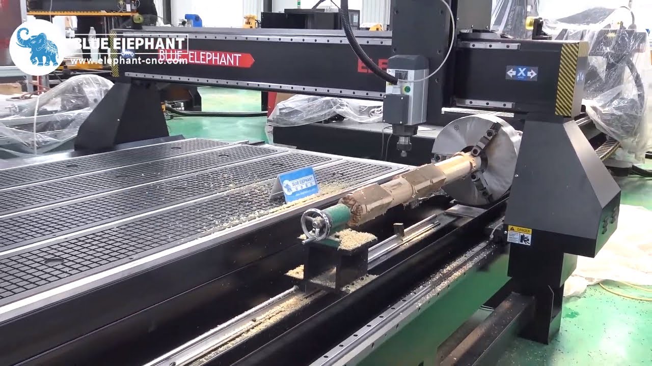 Máquina rotativa CNC de madera 4D de cuarto eje para escultura - Blue  Elephant CNC Machinery