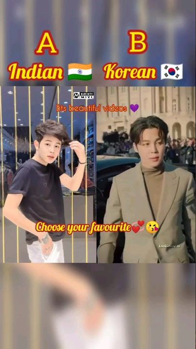 Who is more handsome?😘💞#A--(Indian Jimin🇮🇳)--#B--(Korean Jimin🇰🇷)--#ParkJimin💗#Viral#Short💜