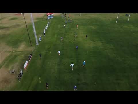 Rugby skill drill - 2v1 angle running - drone footage