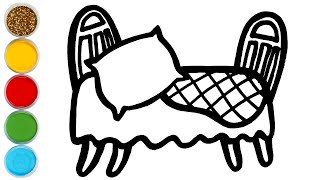 bed drawing painting coloring beautiful furniture for kids and toddlers basic indoor pictures