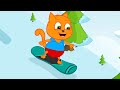 Familia de Gatos - Carreras virtuales de snowboard Dibujos Animados Para Niños
