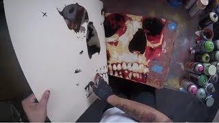 Skull Stencil on Antique Sign (Uncut)