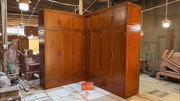 Giới thiệu kỹ Chiếc tủ áo 2tầng góc liền gỗ gõ đỏ hàng đặt theo yêu cầu 0944490000