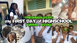 GRWM FOR MY FIRST DAY OF HIGHSCHOOL ( GRWM + VLOG) *FRESHMAN YEAR*