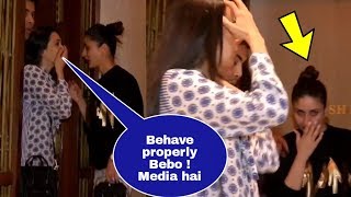 Karisma Kapoor warns drunk Kareena Kapoor Khan to behave properly in front of media !Manish party