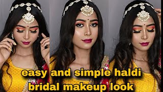 Easy And Simple Haldi Bridal Makeup Look//खुद के हल्दी में मेकअप कैसे करें????