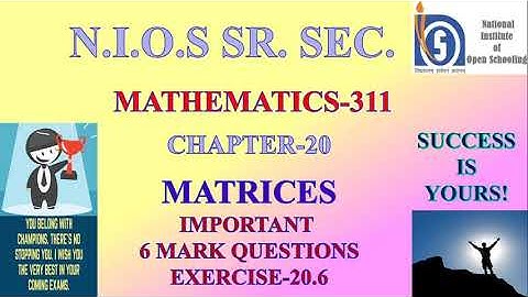 MATRICES-FIND INVERSE USING ELEMENTARY OPERATIONS-EXERCISE-20.6-NIOS SR SEC-MATHS-311-A SOLUTION KIT