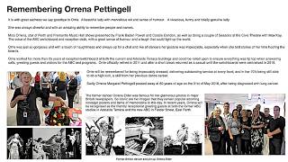 Tribute to Orrena Pettingell of Music Hall Fame