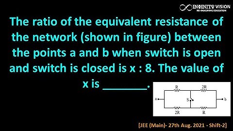 The ratio of the equivalent resistance of the network:  Equivalent resistance [JEE (Main)-  Aug 21]