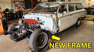Installing The 1962 Chevrolet Belair Wagon Body Back Onto The Frame