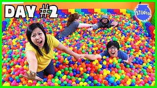 Last to leave the GIANT BALL PIT Wins!! 24 Hour Challenge !
