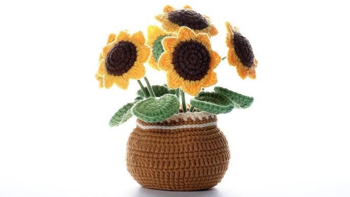 Jtween Potted Flowers Crochet Kit Complete Crochet Kit for Beginners,Potted Flowers Kit for Beginers and Experts with Step-by-Step Video Tutorials