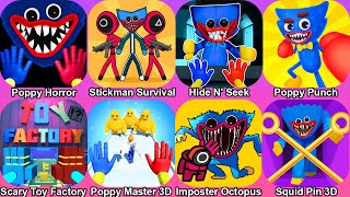 Poppy Horror,Stickman Survival 456 Games,Wuggy Survival: Hide N' Seek,Scary Toy Factory,Squid Pin 3D