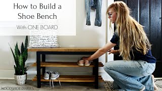 How to Build a Modern Shoe Bench {With ONE 2x10 Board!}