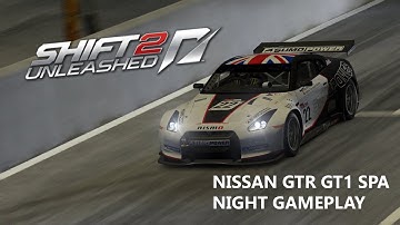 Need for Speed Shift 2 Unleashed NISSAN GTR GT1 Gameplay No HUD Elite mode Spa Night(Surface Book 2)