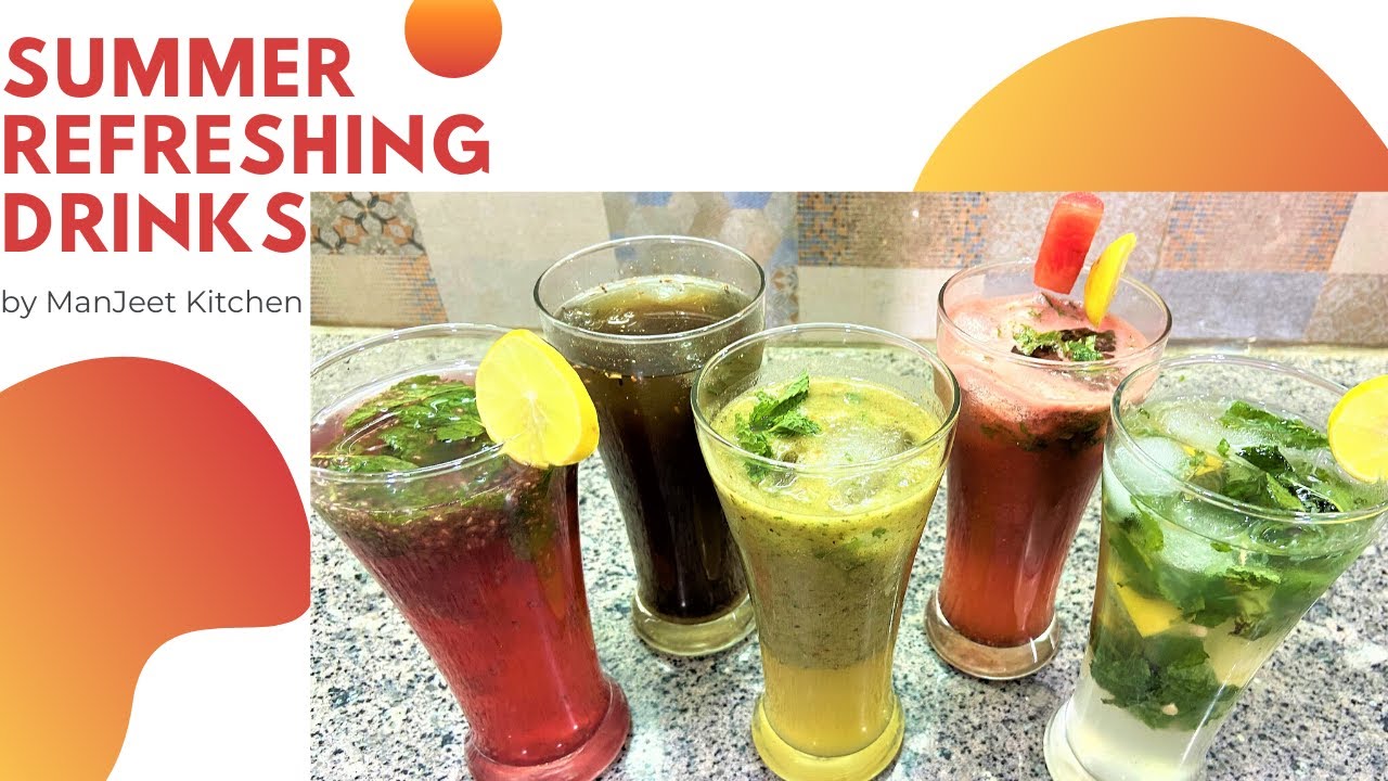 Summer Drinks | Mojito | Gur Sharbat | Watermelon Sharbat | Roohafza Sharbat | Aam Panna | ManJeet Kitchen