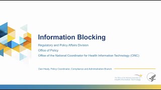 Webinar: Advancing Information Sharing and Understanding the Information Blocking Regulations.