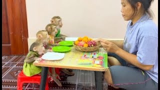 4 Siblings Sit Very WELL-BEHAVED Waiting Mom To Prepare Fruity Dessert For Them ,