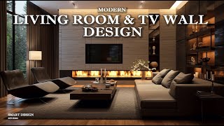 MODERN LIVING ROOM & TV WALL DECORATING | MARBLE & WOODEN WALL CLADDING |INTERIOR DESIGN CONCEPT