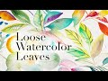 Easy watercolor leaves  one brush painting