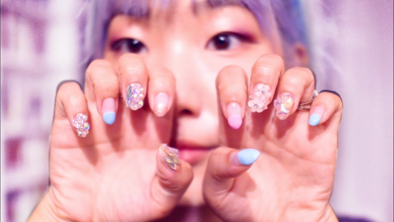 do my nails with me (korean crystal nails) LOWKEY ASMR - YouTube
