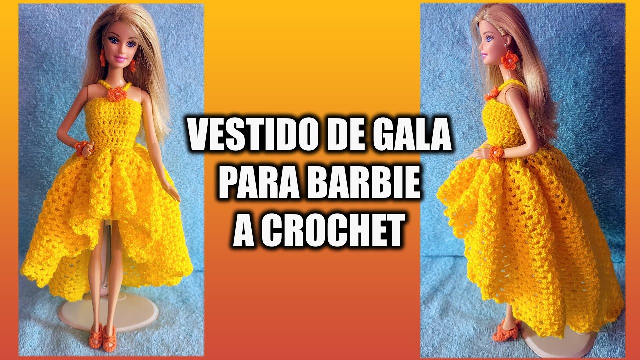 espía pereza Ofensa VESTIDO DE GALA PARA MUÑECA BARBIE || TEJIDO A CROCHET - YouTube