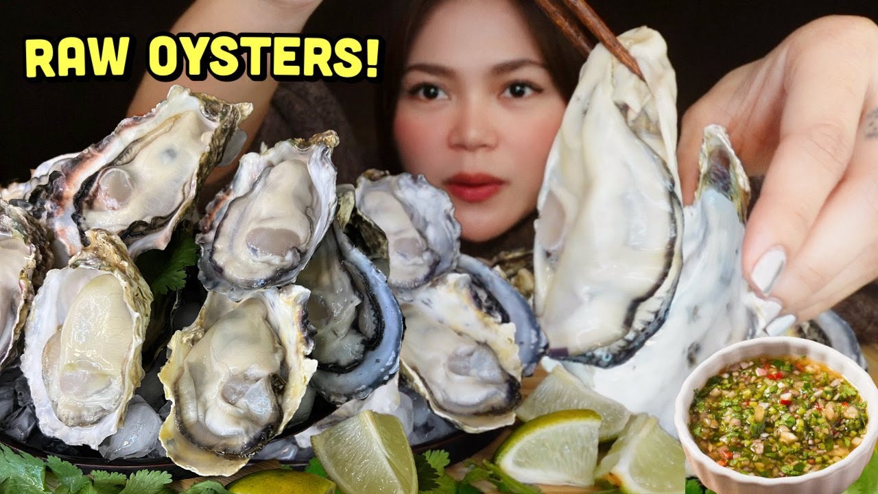 RAW OYSTERS with Thai Seafood Dipping Sauce MUKBANG YouTube