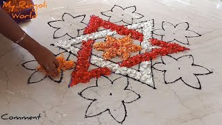 Onam Pookolam Designs | Flower Decoration Rangoli for Onam Festival | Latest Real Flower Muggulu