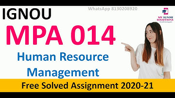 MPA-14 Solved Assignment 2020-21 | Human Resource Management | IGNOU Solved Assignment