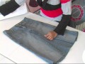Jeans to knee length denim skirt / Recycled denims 1