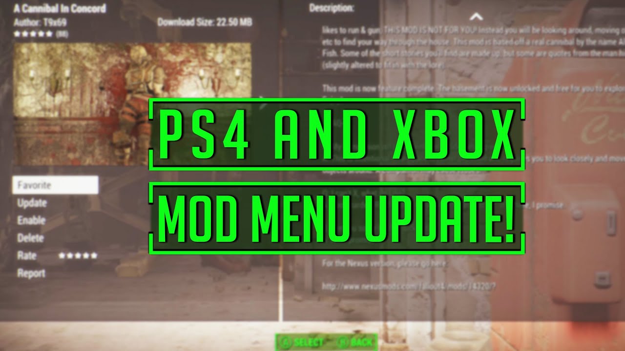 Fallout 4 Ps4 Xbox Mod Menu 1 5 4 Update Early Preview Youtube