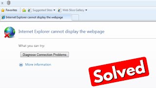 fix diagnose connection problems windows 7 internet explorer cannot display the webpage