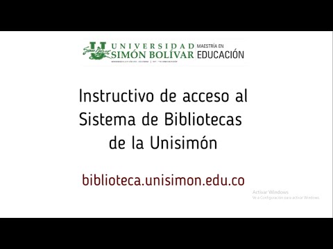 Acceso al Sistema de Bibliotecas Unisimon-Maestria en Educación