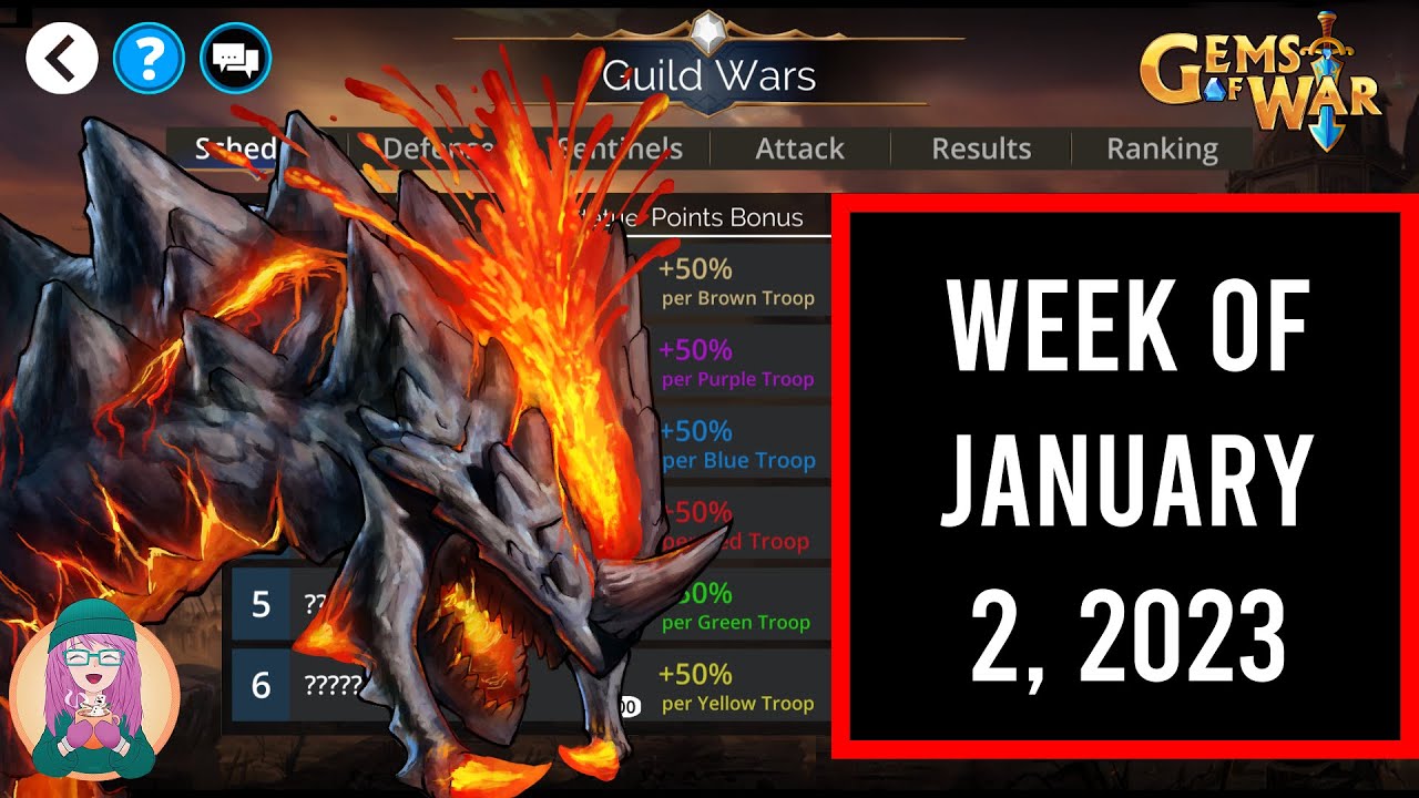 Gems of War Guild Wars RED Attack for the Week of January 2, 2023