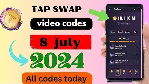 Tap swap 8 July 2024 All codes | Tap swap today video codes