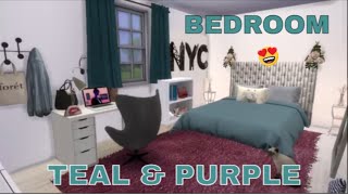 Teal & Purple Bedroom | Speed Build | Sims 4   CC LINKS