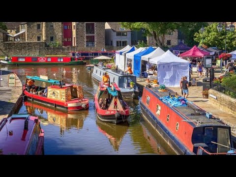 Skipton to Gargrave Leeds Liverpool Canal Walk Narrowboats beautiful summer day 2022 4K HD