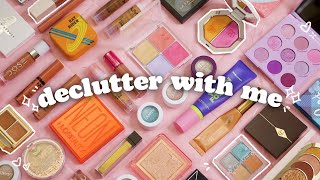 MAJOR makeup declutter 👋🏾 getting rid of 52 products! (swatches + mini reviews)