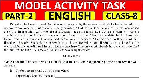 Part-2 Class 8 English Model Activity Task || Model Activity Task || My Pathshala - Class 6 to 8