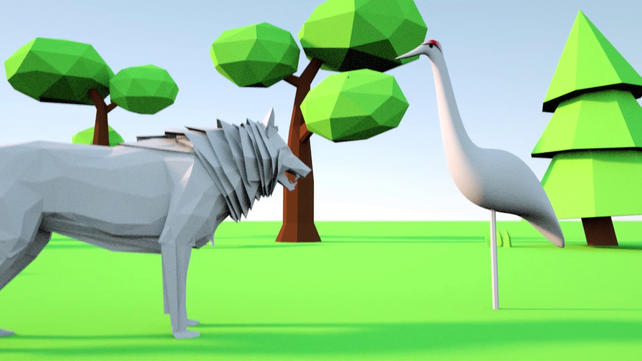 Мультфильм басня "Волк и журавль" детям. - YouTube