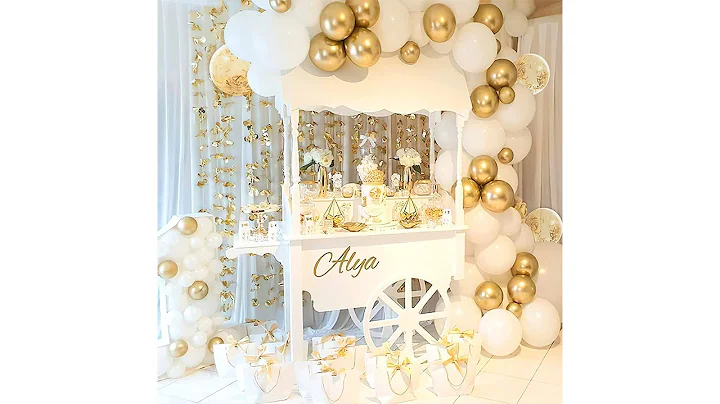 PartyWoo White and Gold Balloon Garland 140 pcs, for Wedding Baptism Engagement Anniversary Decor