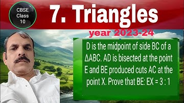 D is the midpoint of side BC of a ΔABC. AD is bisected at the point E and BE produced cuts AC at the