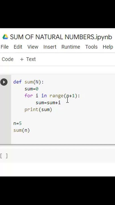 Find the sum of N Natural Numbers using function definition in Python # ...